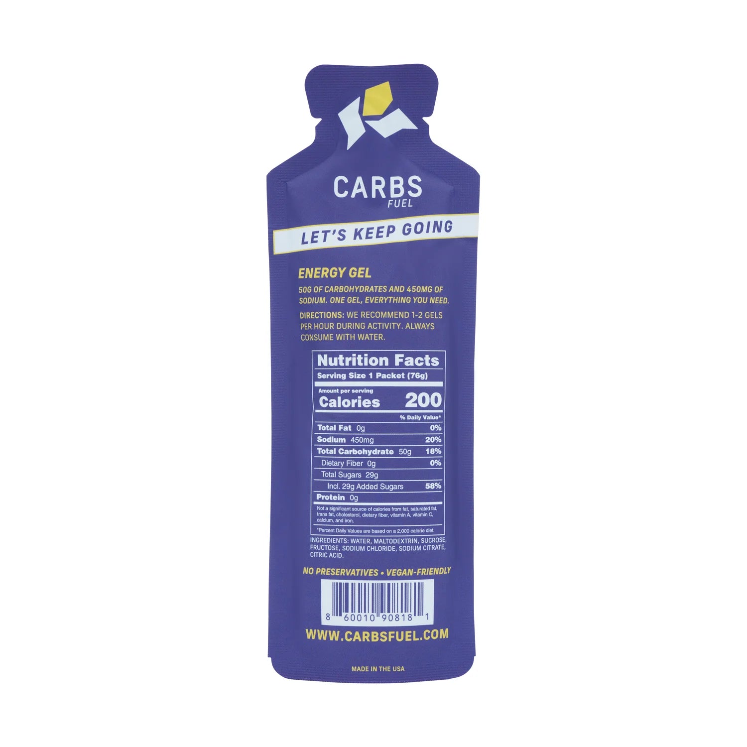 Carbs Fuel Salted  Gel 50g  | 450 mg Sodium