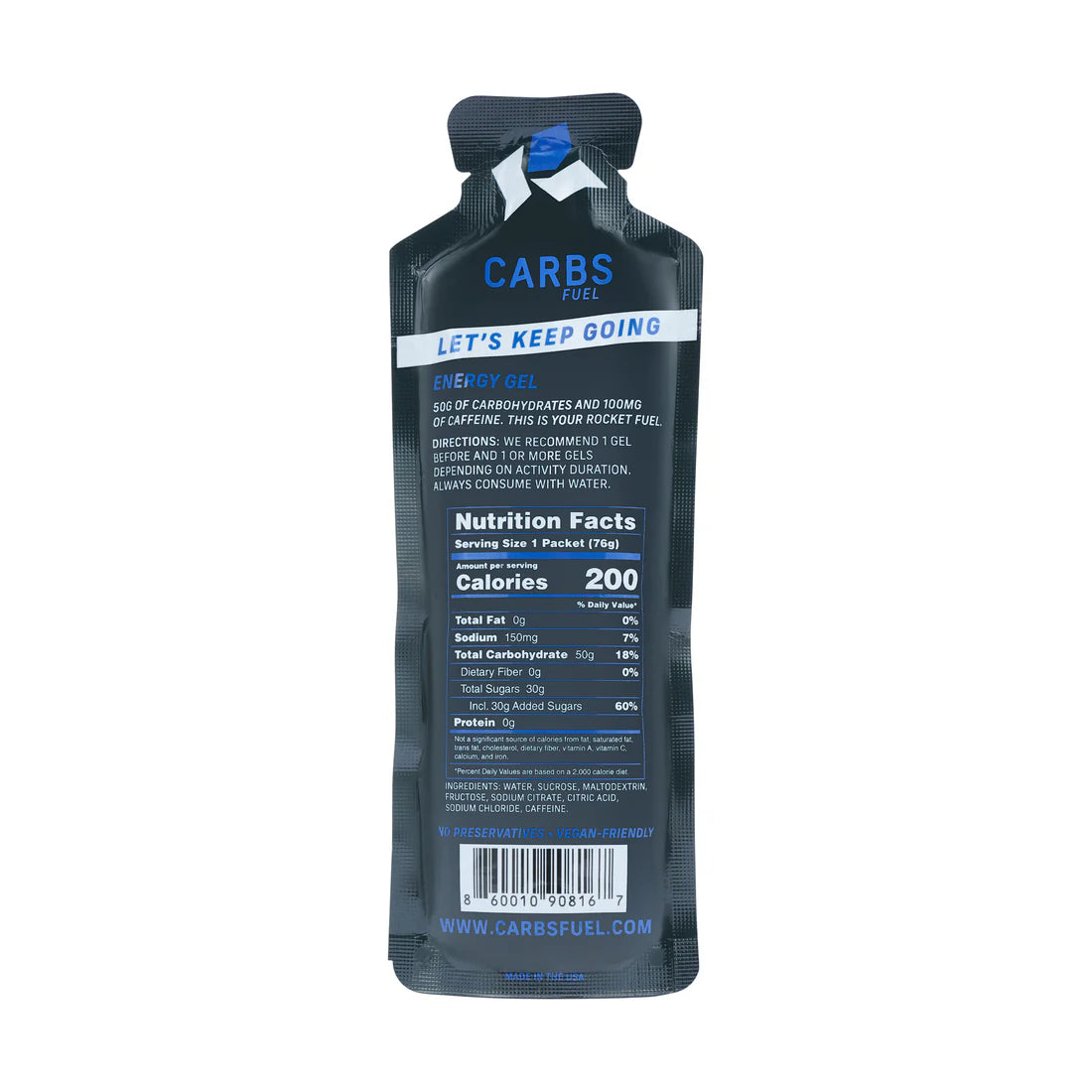 Carbs Fuel Caffeinated 50g Energy Gel