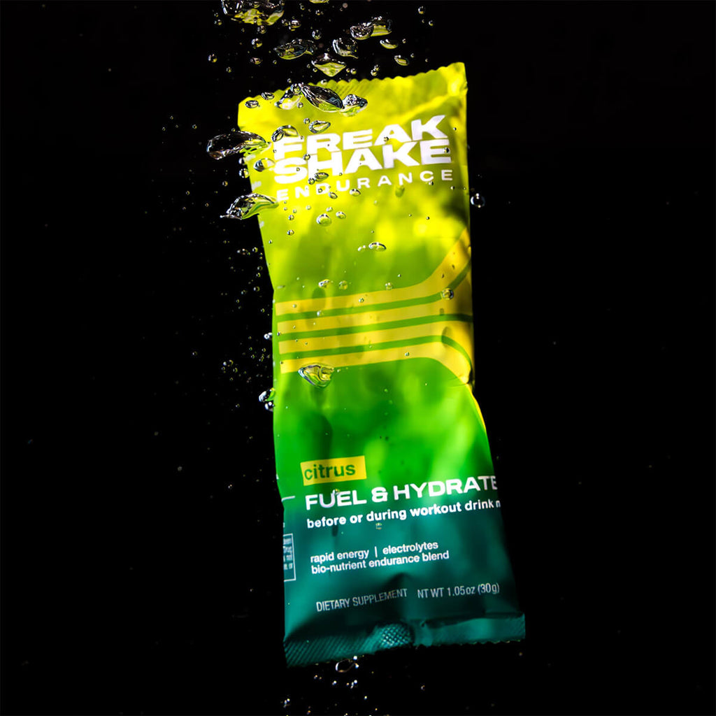 Freak Shake package with water droplets on a black background
