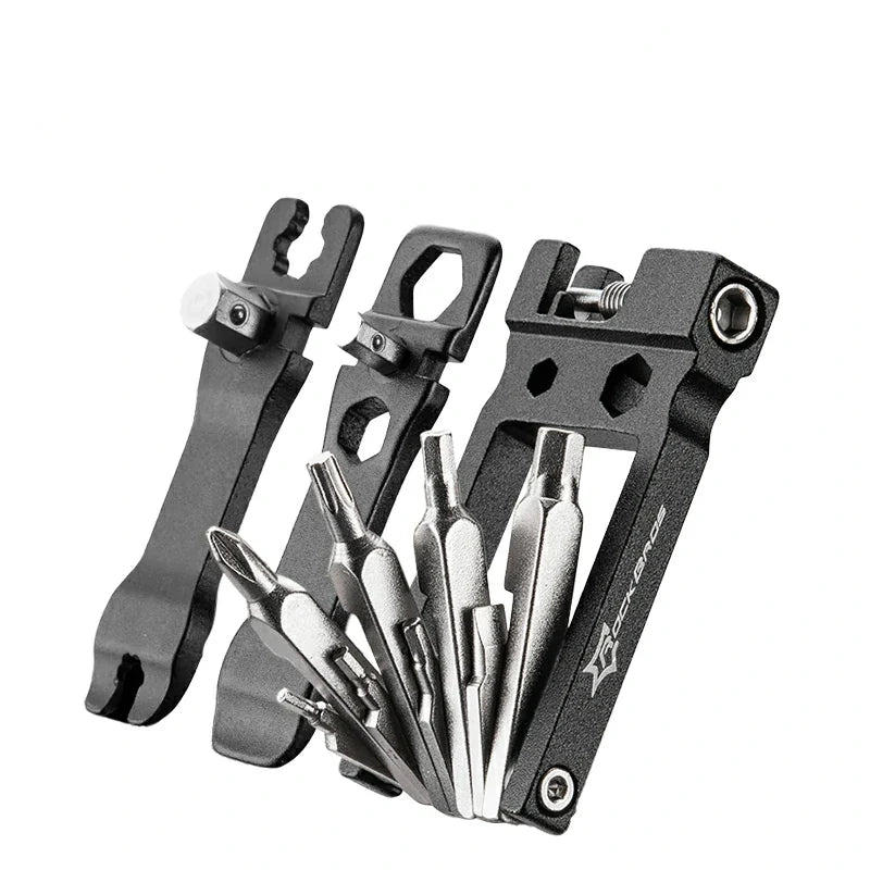 Multi-tool with various components on a white background