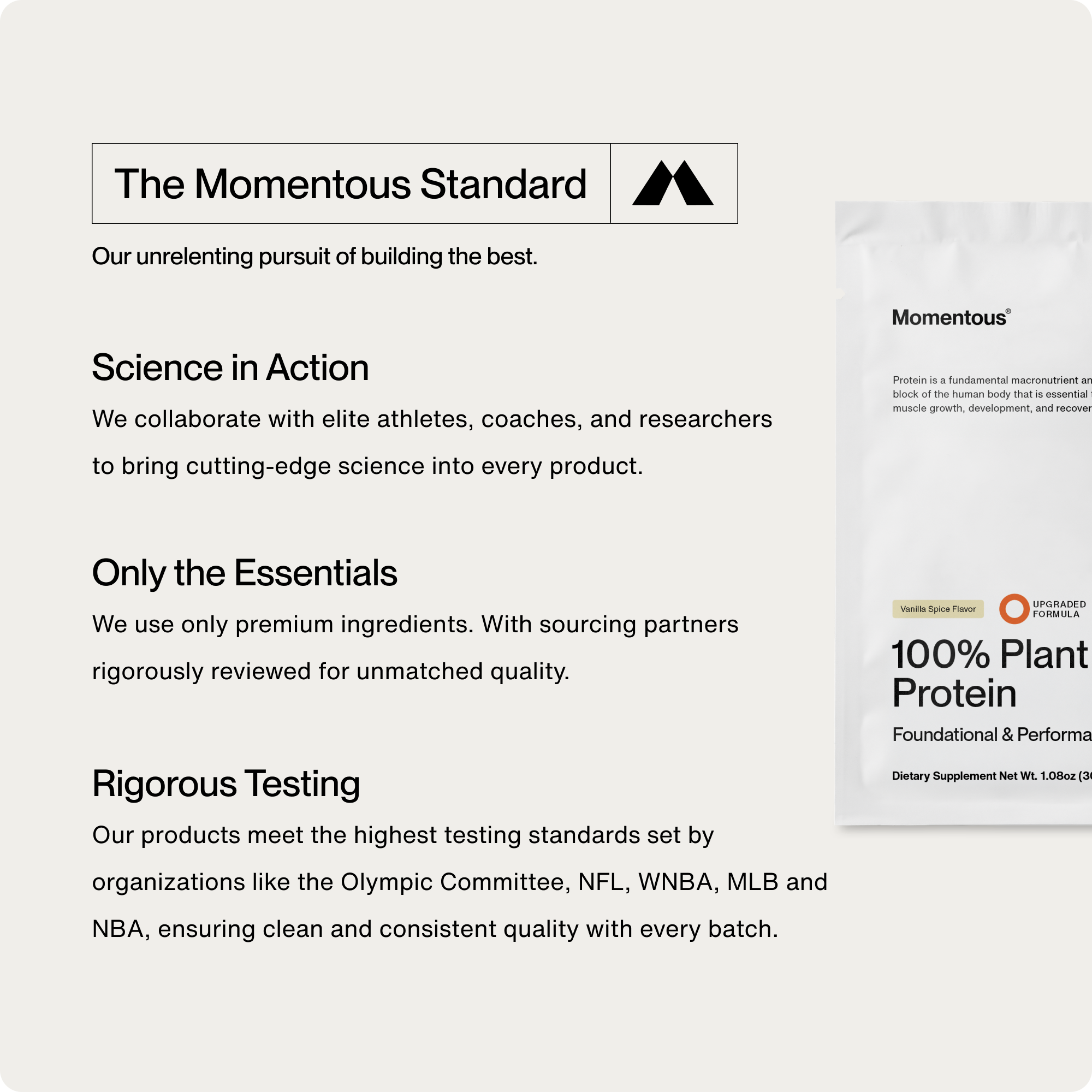 Momentous 100% Plant Protein Travel Packs - Vanilla Spice