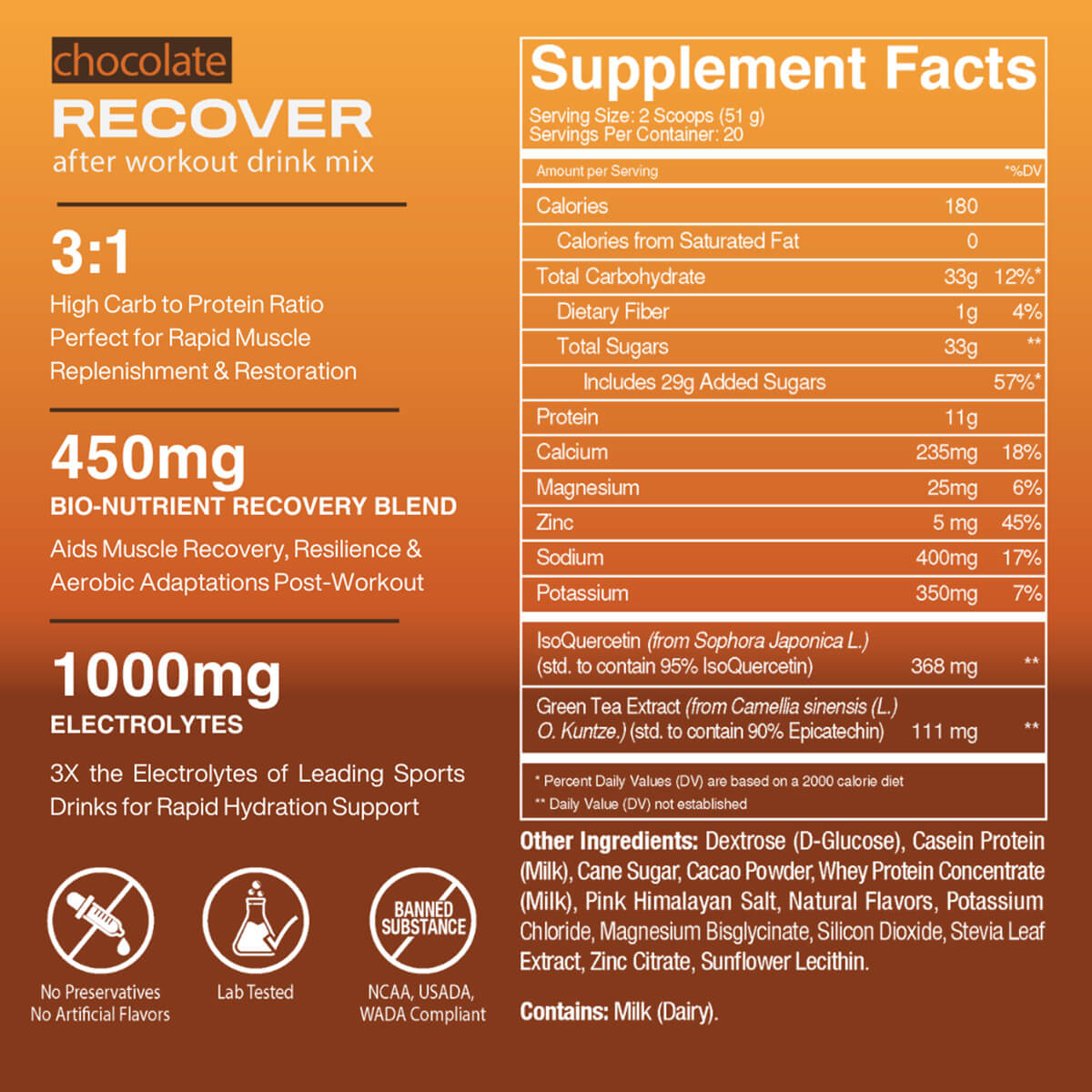 Recover Drink Mix (Chocolate) Single Serve