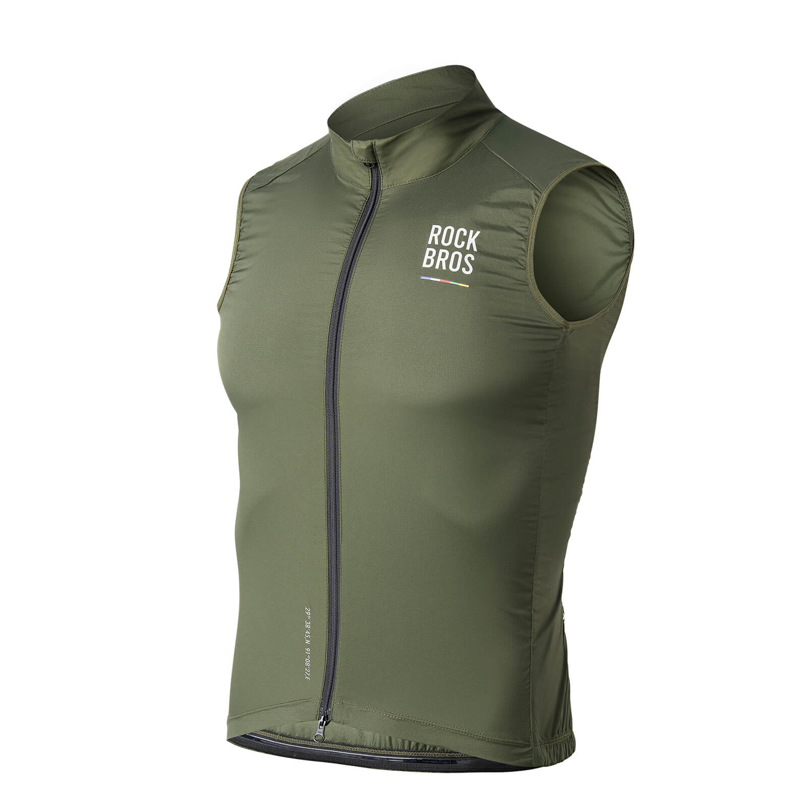 Green vest with 'Rock Bros' logo on a white background