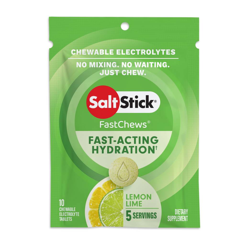 SaltStick FastChews packaging for lemon lime flavor on a white background
