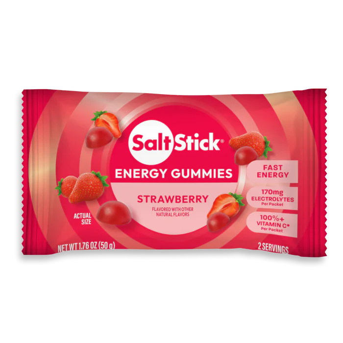 SaltStick Strawberry Energy Gummies packaging on a white background