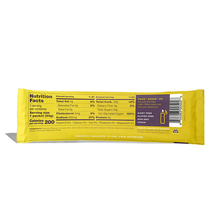 Yellow package with nutrition facts label on a white background