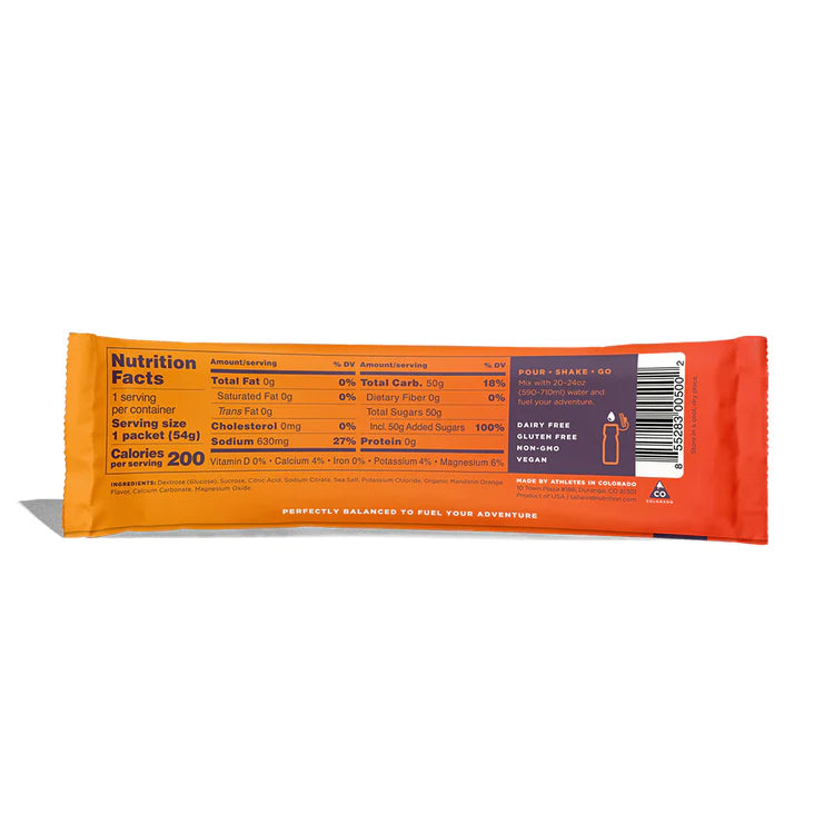 Mandarin package with nutrition facts label on a white background
